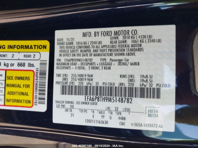 1FA6P8TH9M5148782 Ford Mustang Ecoboost Fastback