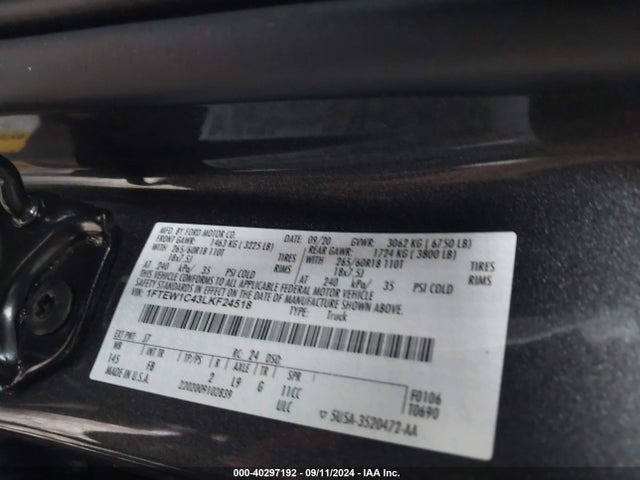Ford F-150 Xlt 2020 1FTEW1C43LKF24518 Image 9