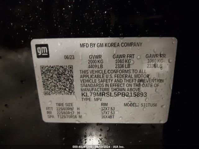 KL79MRSL5PB215893 Chevrolet Trailblazer Awd Lt
