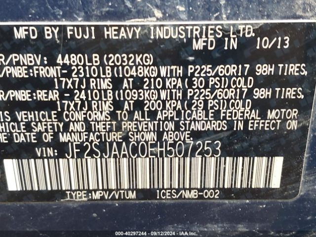 JF2SJAAC0EH507253 Subaru Forester 2.5i