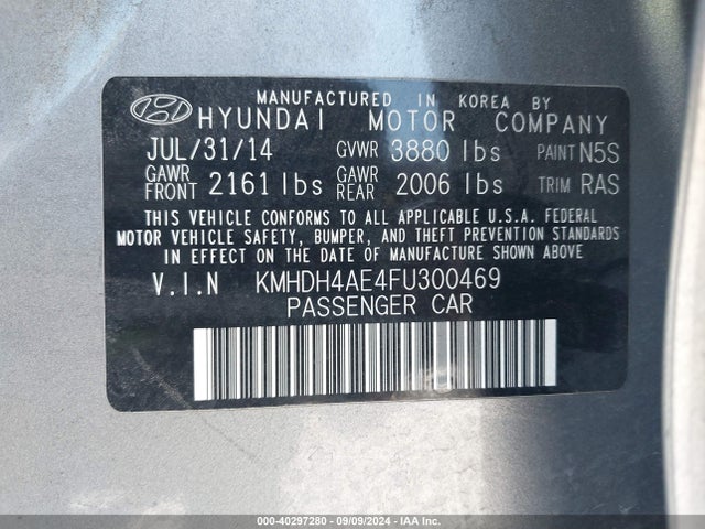 Hyundai ELANTRA SE 2015 KMHDH4AE4FU300469 Image 9