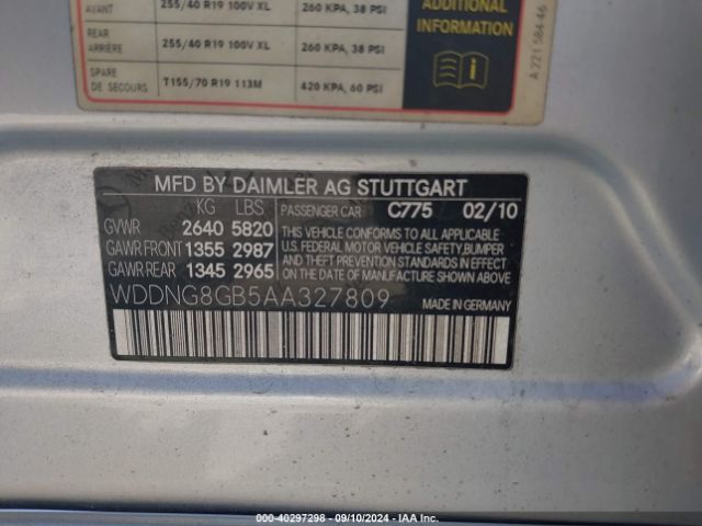 2010 MERCEDES-BENZ S 550 WDDNG8GB5AA327809 Photo 8