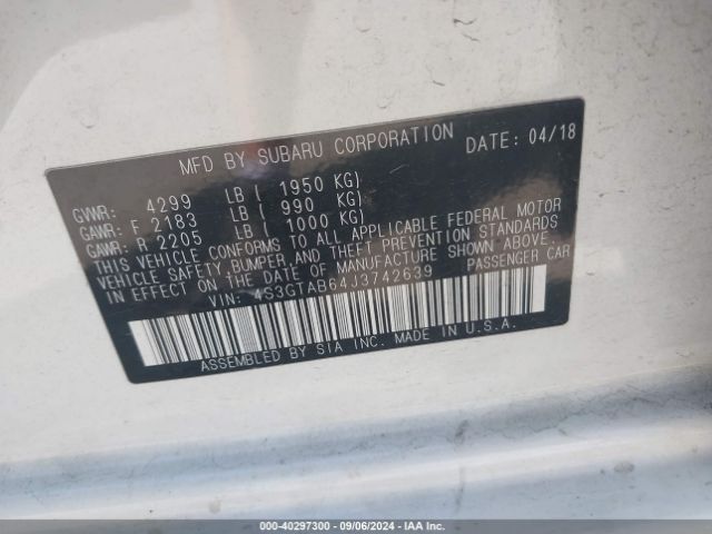 4S3GTAB64J3742639 Subaru Impreza 2.0i Premium