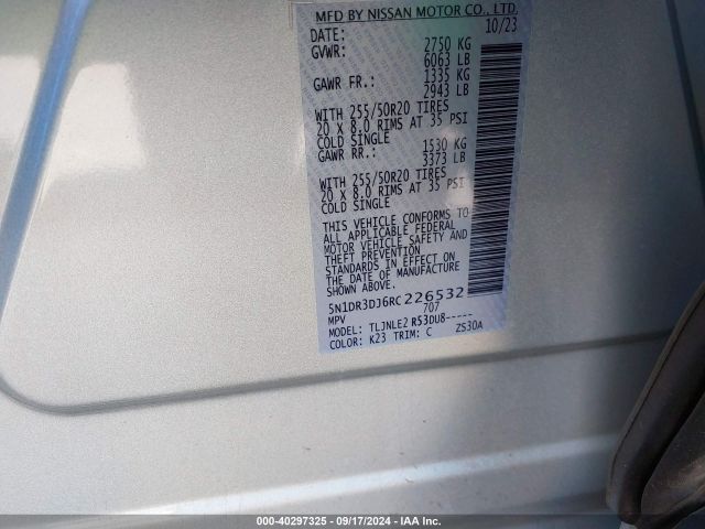 5N1DR3DJ6RC226532 Nissan Pathfinder Platinum 4wd