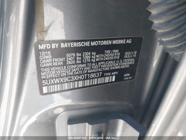 5UXWX9C3XH0T18637 BMW X3 Xdrive28i