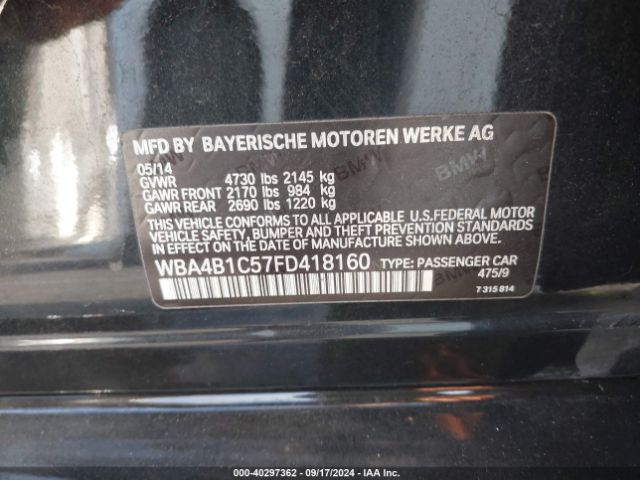WBA4B1C57FD418160 BMW 435i Gran Coupe