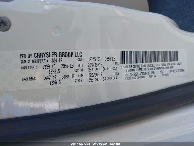 Aukcja sprzedaży 2012 Dodge Grand Caravan Sxt, vin: 2C4RDGCG4CR406435, numer aukcji: 40297382