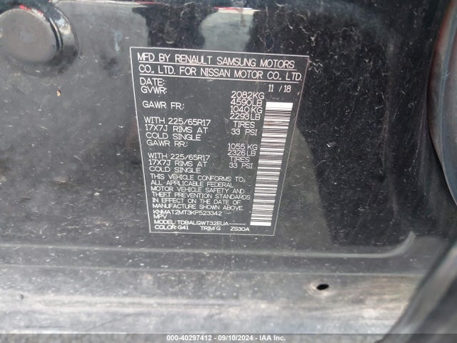 Nissan ROGUE SV 2019 KNMAT2MT3KP523342 Image 9
