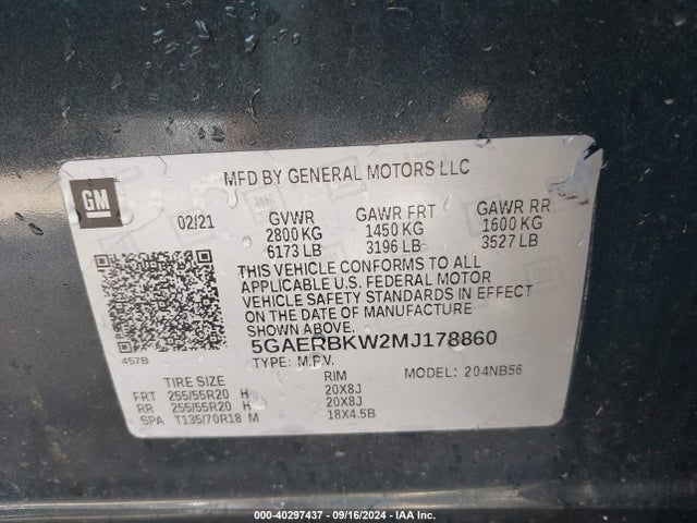 5GAERBKW2MJ178860 Buick Enclave Fwd Essence