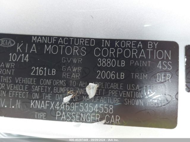 KNAFX4A69F5354558 KIA FORTE LX
