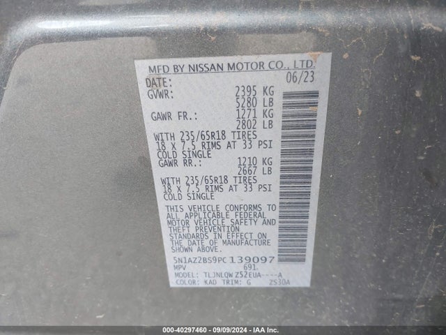Nissan Murano Sv Intelligent Awd 2023 5N1AZ2BS9PC139097 Image 9