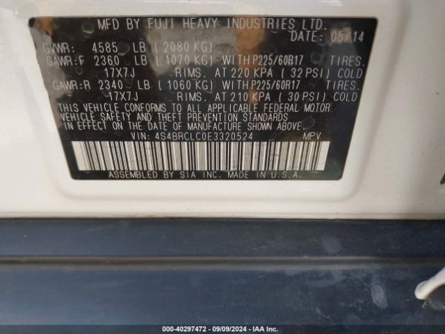4S4BRCLC0E3320524 Subaru Outback 2.5i Limited