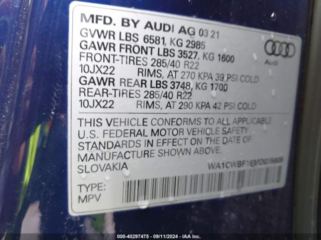 2021 AUDI SQ8 WA1CWBF16MD035609 Photo 8