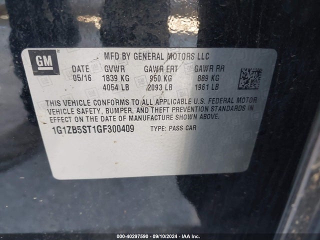 Chevrolet MALIBU LS 2016 1G1ZB5ST1GF300409 Image 9