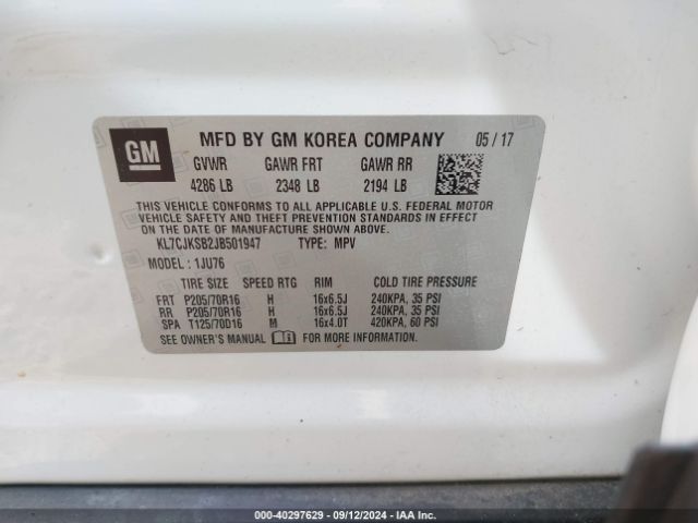 KL7CJKSB2JB501947 Chevrolet TRAX LS