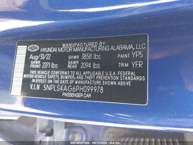 Hyundai ELANTRA SEL 2023 5NPLS4AG6PH099978 Image 9