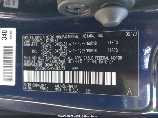5TDESKFC4PS093013 Toyota Sienna Platinum