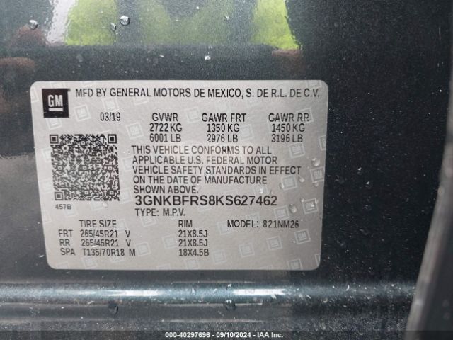 3GNKBFRS8KS627462 Chevrolet Blazer Premier