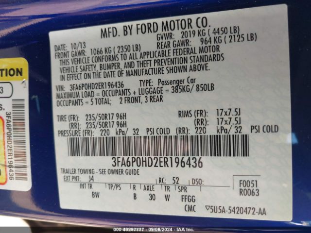 3FA6P0HD2ER196436 Ford FUSION SE