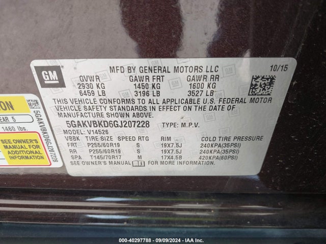 5GAKVBKD6GJ207228 Buick Enclave Leather