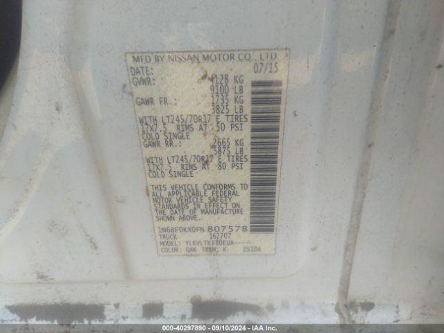 1N6BF0KX0FN807578 Nissan Nv Cargo Nv2500 Hd Sv V6