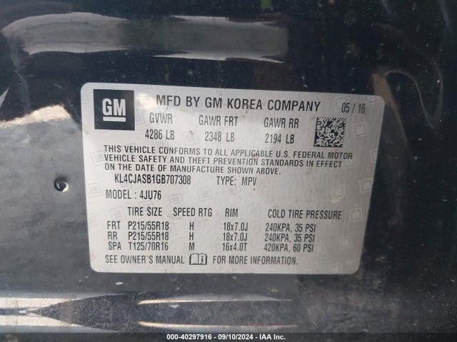 Buick Encore 2016 KL4CJASB1GB707308 Image 9
