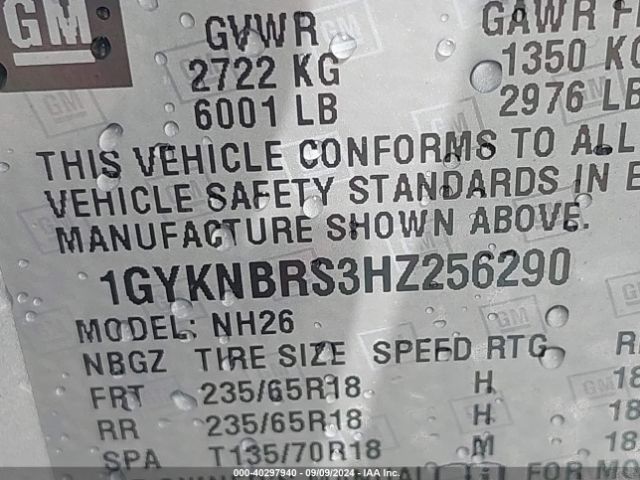 1GYKNBRS3HZ256290 Cadillac XT5 LUXURY