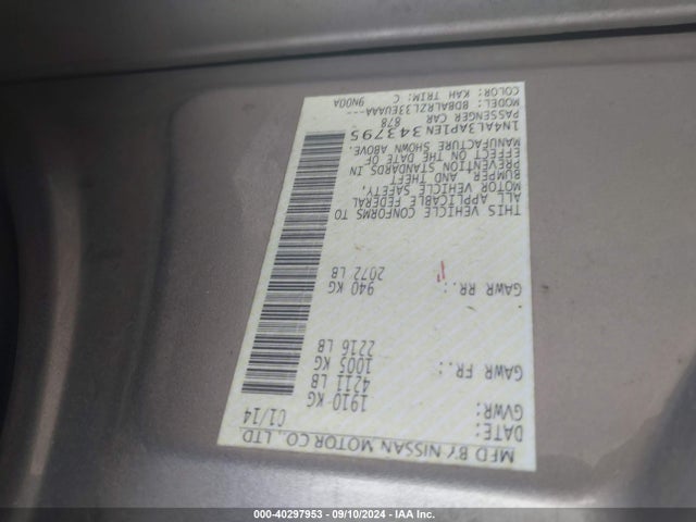 Nissan Altima 2.5 S 2014 1N4AL3AP1EN343795 Image 9