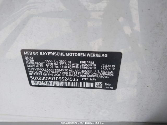 5UX83DP01P9S24535 BMW X3 M40i