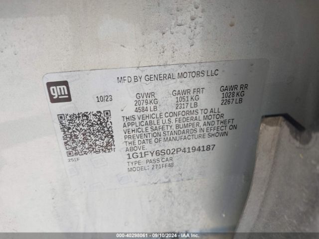 1G1FY6S02P4194187 Chevrolet Bolt Euv Fwd Lt