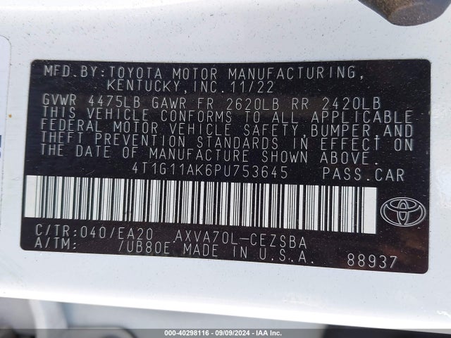 Toyota CAMRY SE 2023 4T1G11AK6PU753645 Image 9