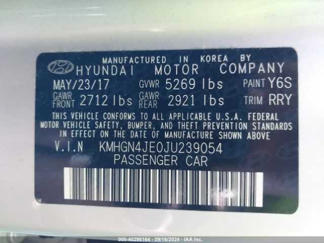 KMHGN4JE0JU239054 Genesis G80 3.8