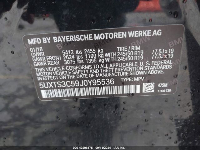 5UXTS3C59J0Y95536 BMW X3 M40i