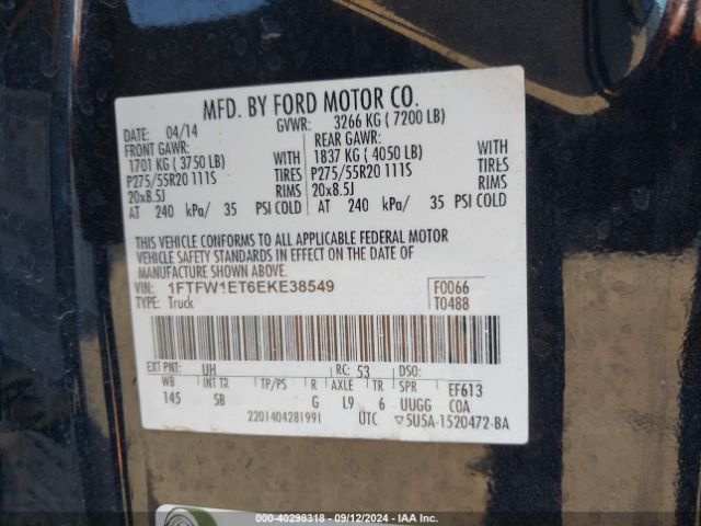 1FTFW1ET6EKE38549 Ford F-150 Fx4