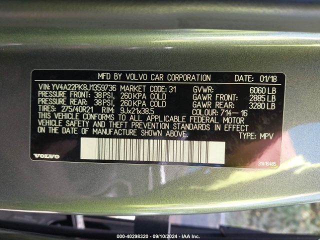 YV4A22PK8J1359736 Volvo Xc90 T6 Momentum