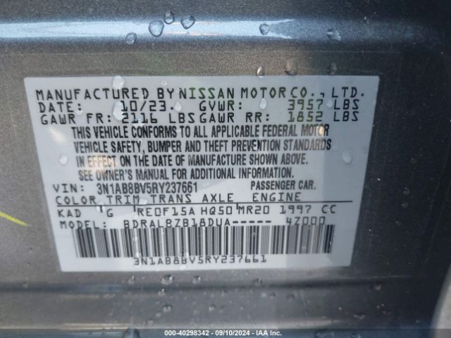 3N1AB8BV5RY237661 Nissan Sentra S Xtronic Cvt