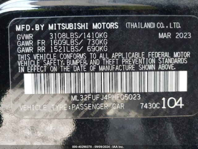 2023 MITSUBISHI MIRAGE G4 ML32FUFJ4PHF05023 Photo 8