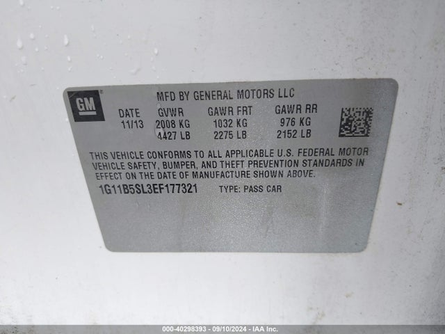 Chevrolet Malibu 1ls 2014 1G11B5SL3EF177321 Image 9