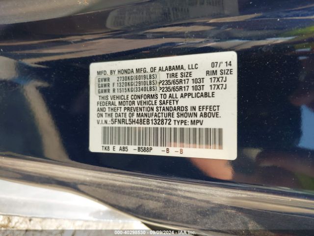 5FNRL5H48EB132872 Honda ODYSSEY EX