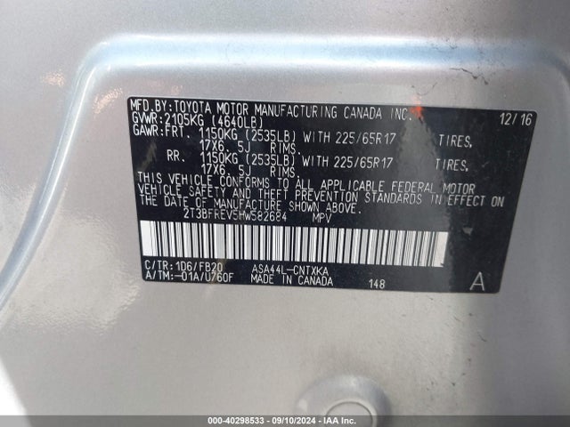 Toyota RAV4 LE 2017 2T3BFREV5HW582684 Image 9