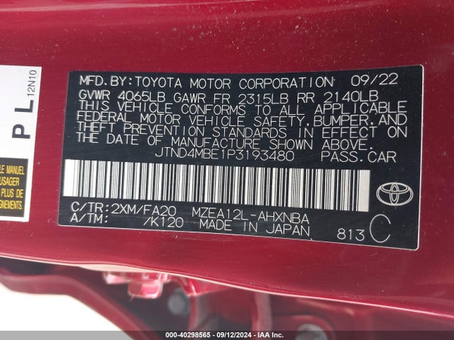 Toyota COROLLA SE 2023 JTND4MBE1P3193480 Image 9