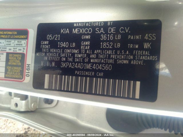 3KPA24AD1ME404560 KIA RIO S