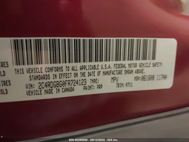 2C4RDGBG0FR724123 Dodge Grand Caravan American Value Pkg