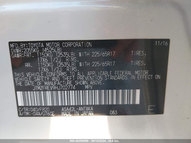 Toyota RAV4 LE 2017 JTMZFREV9HJ702774 Image 9