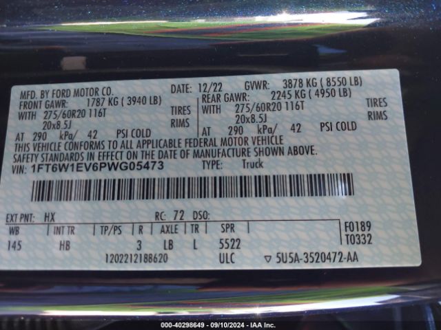 1FT6W1EV6PWG05473 Ford F-150 Lightning Lariat