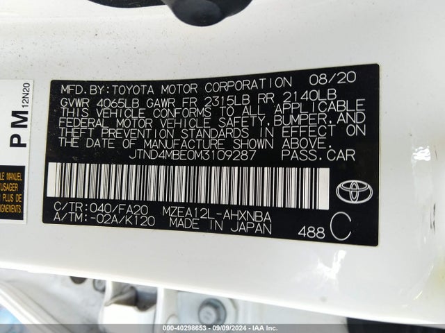 Toyota Corolla Se Nightshade Edition 2021 JTND4MBE0M3109287 Image 9