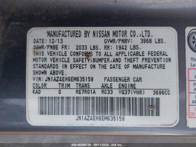 JN1AZ4EH6EM635159 Nissan 370Z