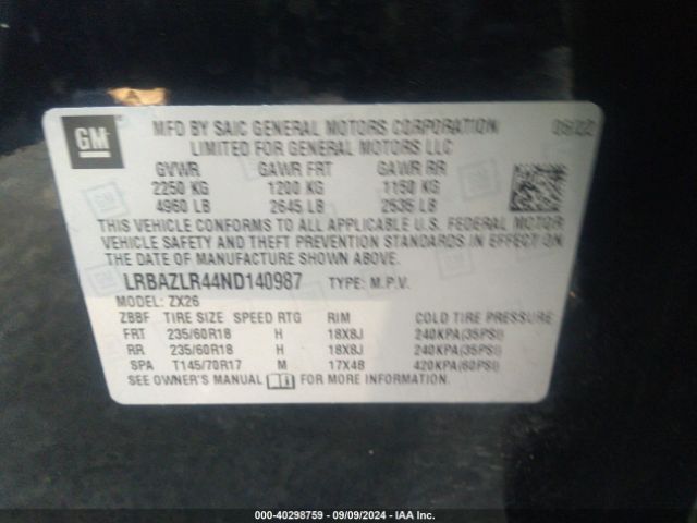 LRBAZLR44ND140987 Buick Envision Fwd Preferred
