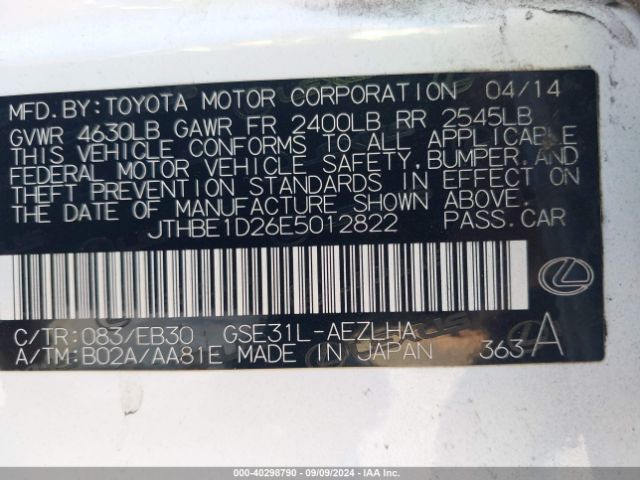 JTHBE1D26E5012822 Lexus IS 350