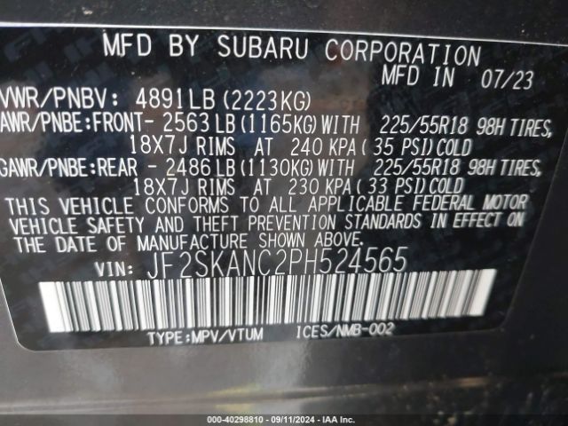 JF2SKANC2PH524565 Subaru Forester Limited